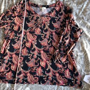 Navy and Coral Flower Shirt